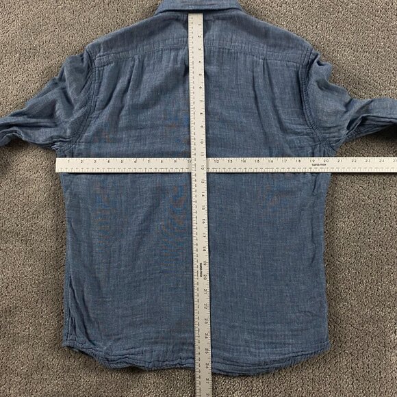 Marine Layer Shirt Men's Medium Button Down Cotton Blue Selvage - Picture 6 of 11